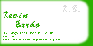 kevin barho business card